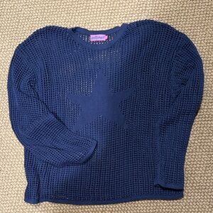 Edikted Navy Mesh Star Sweater